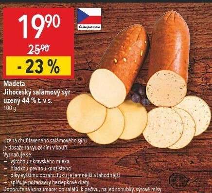 Sýr uzený salámový Jihočeský Madeta