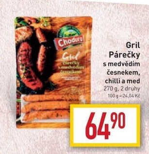 Grilovací párečky s medvědím česnekem Beskydské uzeniny Chodura
