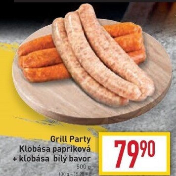 Klobása papriková a bílý bavor Grill Party