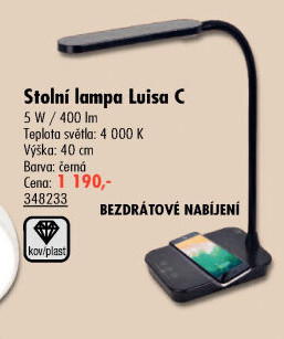 LED stolní lampa Luisa C s bezdrátovou nabíječkou Top Light
