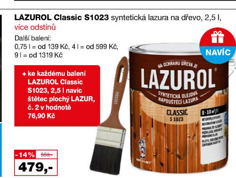 Lazura na dřevo Classic Lazurol