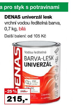 Vodou ředitelná vrchní barva Denas Uni Lesk