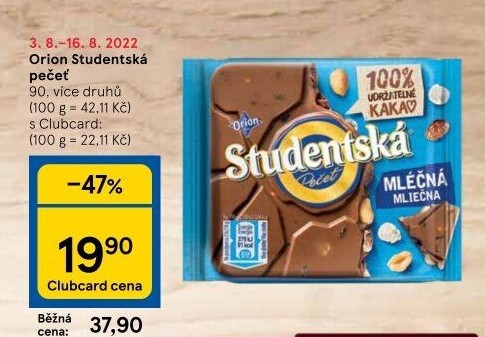 Čokoláda Studentská pečeť Orion