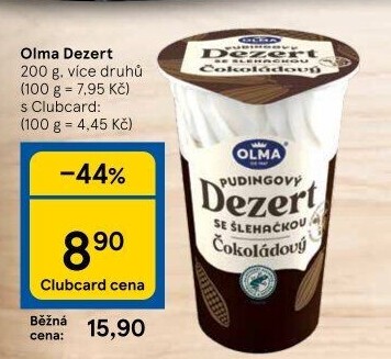 Dezert pudink se šlehačkou Olma