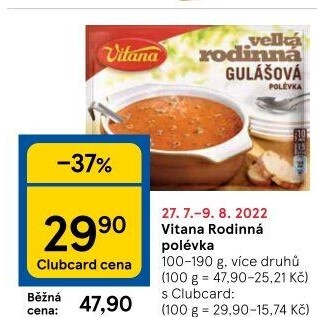 Instantní polévka Velká rodinná Vitana