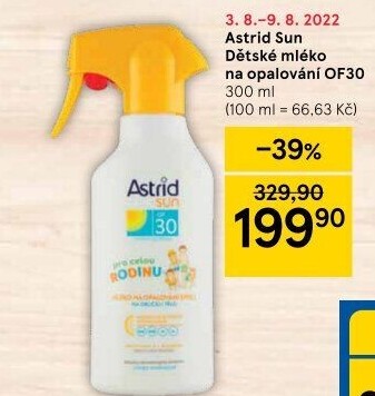 Mléko dětské na opalování ve spreji OF 30 Astrid Sun