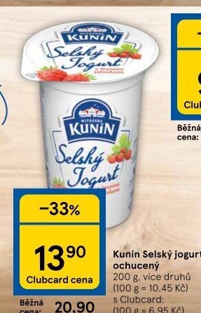 Ochucený jogurt selský Kunín