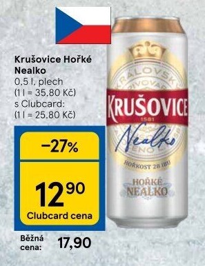 Pivo nealkoholické Královsky hořké Krušovice