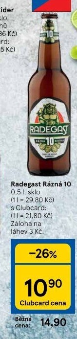 Pivo světlé výčepní Rázná 10° Radegast