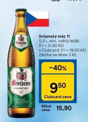 Pivo světlý ležák 11° Svijanský Máz Svijany
