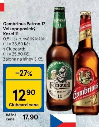 Pivo světlý ležák 12° Patron Gambrinus