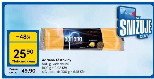 Těstoviny semolinové Adriana