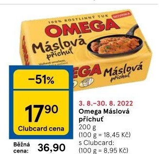Tuk s máslovou příchutí Omega