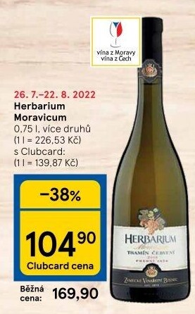 Vína Herbarium Moravicum Zámecké vinařství Bzenec - pozdní sběr