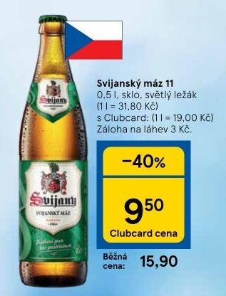 Pivo světlý ležák 11° Svijanský Máz Svijany