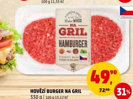 Hovězí burger Na gril Penny