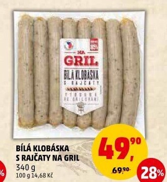 Klobása bílá s rajčaty Na gril Penny