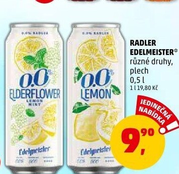 Nealkoholické pivo ochucené Radler Edelmeister