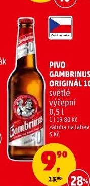 Pivo světlé výčepní Originál 10° Gambrinus