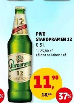 Pivo světlý ležák 12° Staropramen