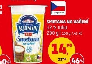 Smetana na vaření Kunín 12%
