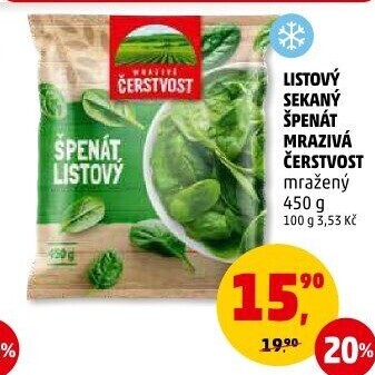 Špenát listový mražený Mrazivá Čerstvost