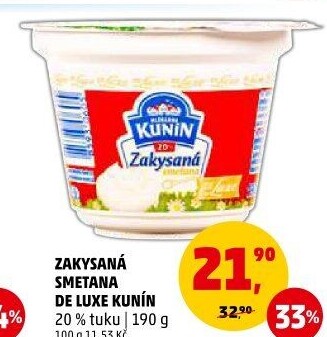 Zakysaná smetana de luxe Kunín 20%