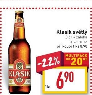 Pivo světlé výčepní 10° Klasik