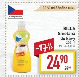 Smetana do kávy Billa