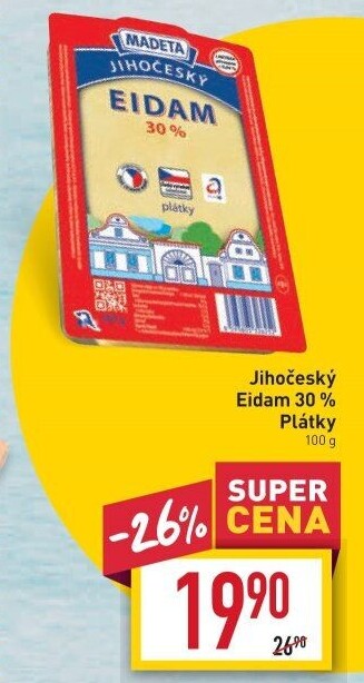 Sýr Eidam Jihočeský 30% Madeta