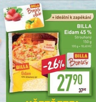 Sýr strouhaný Eidam Billa