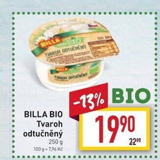 Tvaroh odtučněný Naše Bio Billa