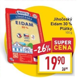 Sýr Eidam Jihočeský 30% Madeta