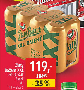Pivo světlý ležák 12° Zlatý Bažant
