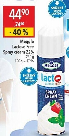 Šlehačka ve sprejibez laktózy Meggle