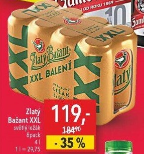 Pivo světlý ležák 12° Zlatý Bažant