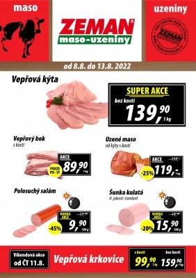akční leták ZEMAN maso - uzeniny 8.8.2022-13.8.2022