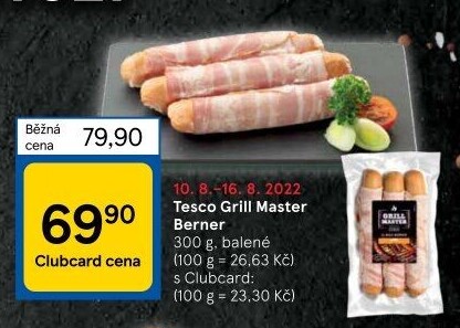 Berner se slaninou Grill Master Tesco