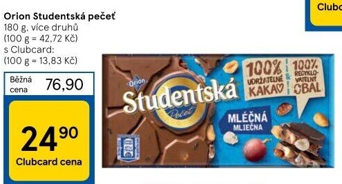 Čokoláda Studentská pečeť Orion