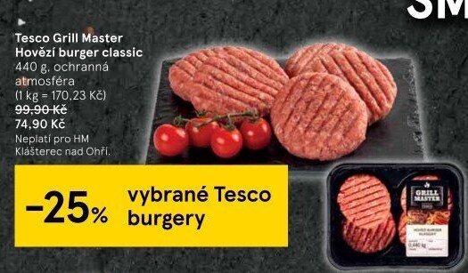 Hovězí burger Grill Master Tesco