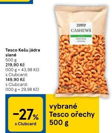 Kešu pražené Tesco