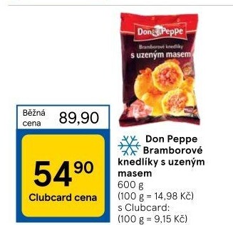 Knedlíky bramborové s uzeným masem mražené Don Peppe