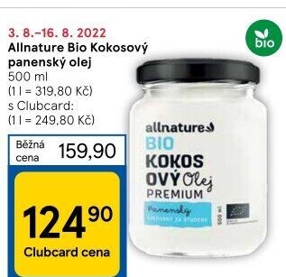Kokosový olej premium bio Allnature