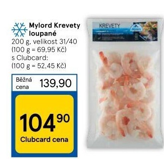 Krevety předvařené mražené Mylord