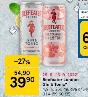 Míchaný nápoj Beefeater Gin a Tonic