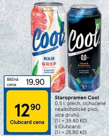Nealkoholické pivo ochucené Staropramen Cool