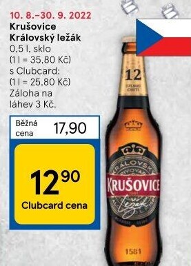 Pivo světlé Královský ležák 12° Krušovice
