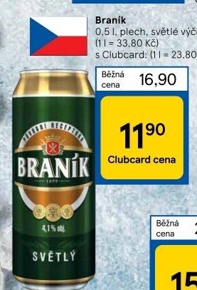 Pivo světlé výčepní 10° Braník