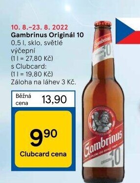 Pivo světlé výčepní Originál 10° Gambrinus