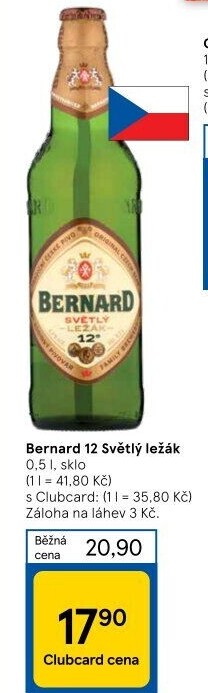 Pivo světlý ležák 12° Bernard